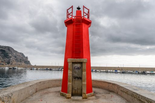 A closeup shot of a lighthouse in Javea, Spain