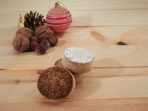 A Shot of Polvorones made of almonds - typical Christmas celebrations in Spain
