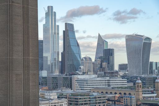 A beautiful cityscape with modern buildings and skyscrapers in the  UK