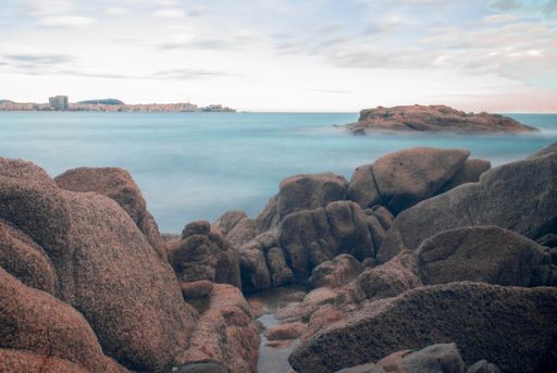 A mesmerizing view in a rocky beach of Cala Roques Planes located in Sant Antoni de Calonge