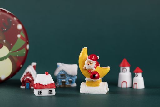 A closeup shot of Christmas decoration on green blurred background