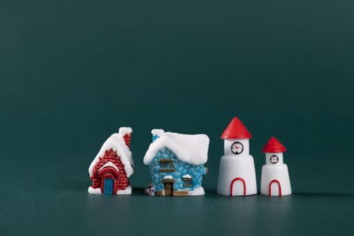 A closeup shot of Christmas decoration on green background