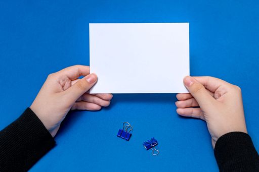 Woman Hand Holding Blank Notes Writing New Messege Updates Ideas. Lady Palm Showing Envelope Folding Sending Letters Post Address.