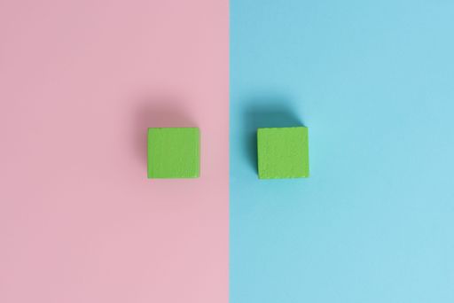 Comparison of Two Objects Blocks Pencils Sticker Notes Facing Inward Outward Making An Arrangement In A flatlay Lay Perspective