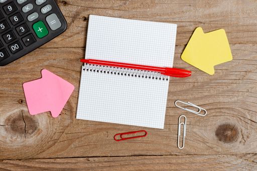 Pinned Variety of Empty Color Paper Sticker Notes Mock Up Used for Content. Paper Notebook Accessories And School Supplies With Mobile Phone