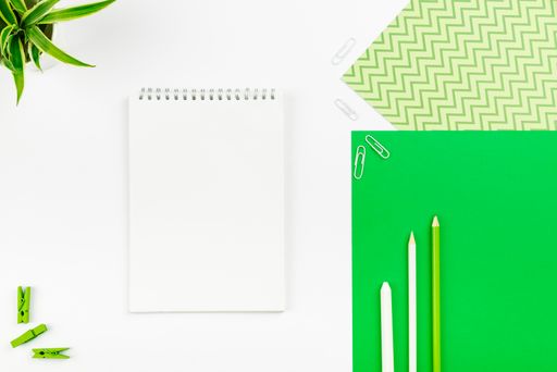 Multiple Assorted Collection Office Stationery Photo With Pens Notepads Notebook Ruler Stapler Scissors Clippers Paper Clips Holders Over Table