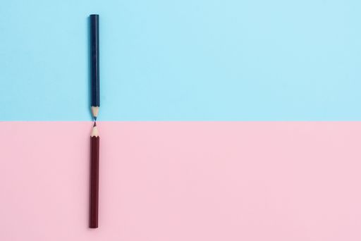 Comparison of Two Objects Blocks Pencils Sticker Notes Facing Inward Outward Making An Arrangement In A flatlay Lay Perspective