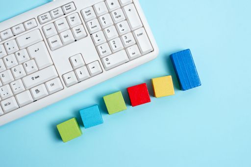 Sample Cube Rectangular Boxes Aligned On Surface With Different Perspective Bounded By E-Supplies Accesories