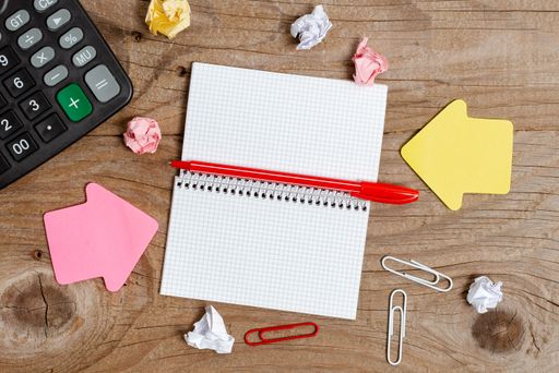 Pinned Variety of Empty Color Paper Sticker Notes Mock Up Used for Content. Paper Notebook Accessories And School Supplies With Mobile Phone