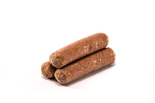 The juicy thick raw sausages isolated on a white background