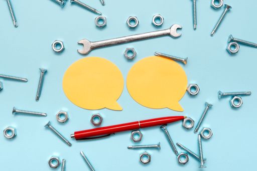 Brainstoming For Maintenance Planning Construction Project Take Note Pen Nut And Bolts Pattern Toolbox Implements Repairing Tasks