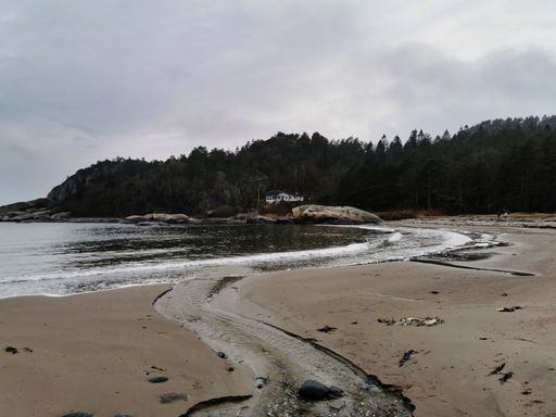 A shot of the coast facing the sea under the cloudy sky in Ula, Norway