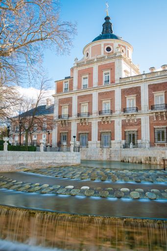 A low angle view of the famous Royal Palace of Aranjuez located in Aranjuez , Spain