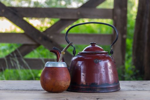 Kettle and yerba mate to drink the traditional infusion of Argentina and South America