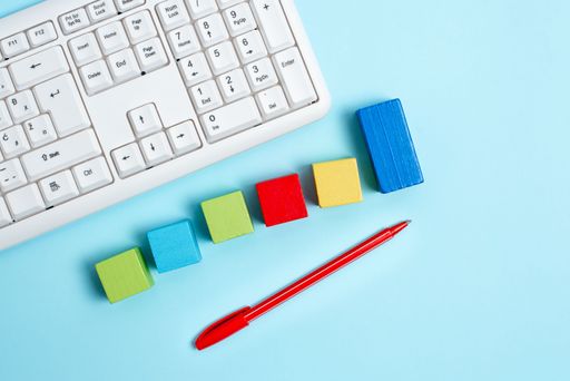 Sample Cube Rectangular Boxes Aligned On Surface With Different Perspective Bounded By E-Supplies Accesories
