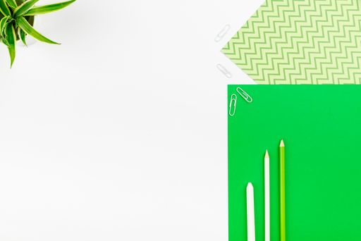 Multiple Assorted Collection Office Stationery Photo With Pens Notepads Notebook Ruler Stapler Scissors Clippers Paper Clips Holders Over Table