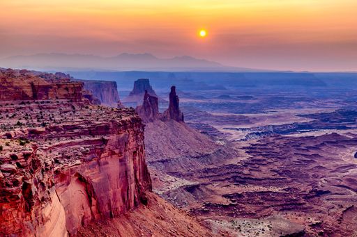 A golden sunrise over the mesa arch canyonlands national park