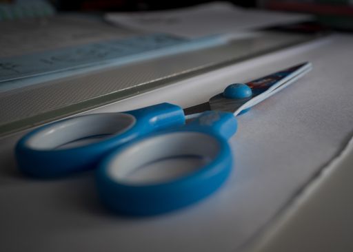 Cose-up of child´s scissors on a desk