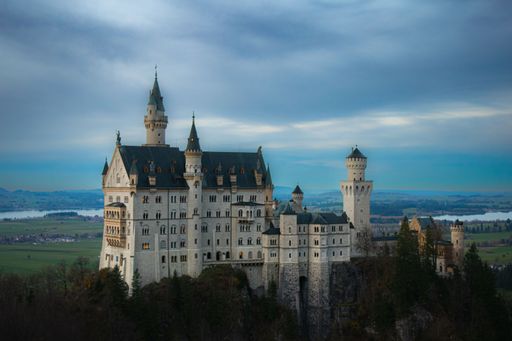 Neuschwanstein Castle is a 19th-century historicist palace on a rugged hill above the village of Hohenschwangau near Fssen in southwest Bavaria.