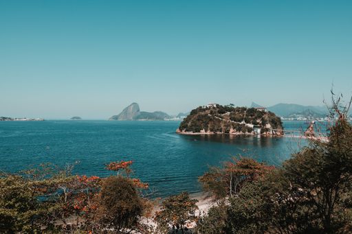 A high angle shot of the beautiful island near the beach