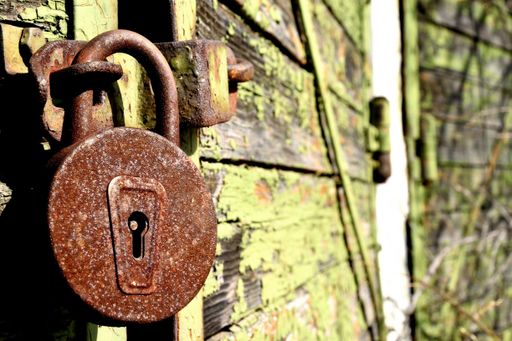 A closeup shot of an old lock
