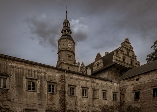 A beautiful view of an abandoned building captured on a cloudy day in Gorzanow, Poland