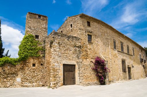 The beautiful old buildings captured on a sunny day in Girona, Spain