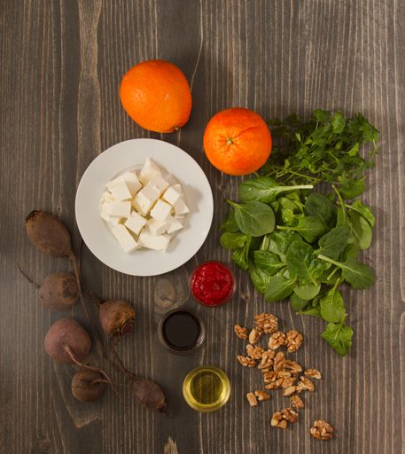 A top view of different ingredients for dinner