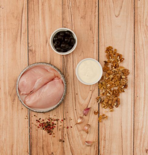 A top view of the ingredients for making chicken fillet