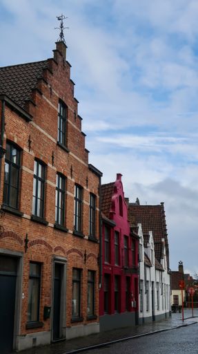 Bruges / Belgium - 8 - march - 2020: Characteristic Bruges architecture buildings