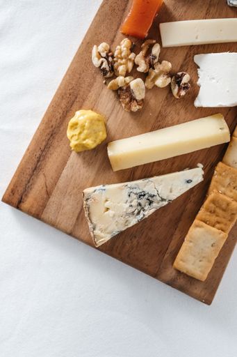 A top view of a cheese board