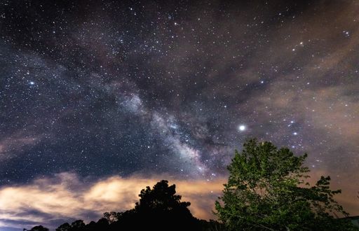 A low angle shot of the stars in the galaxy in the sky during night