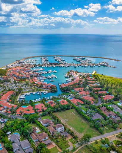 A stunning aerial view of Marina Casa de Campo in La Romana, Dominican Republic