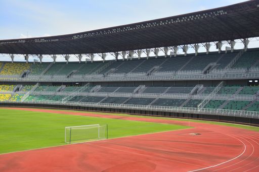 empty football stadium with track athletic field