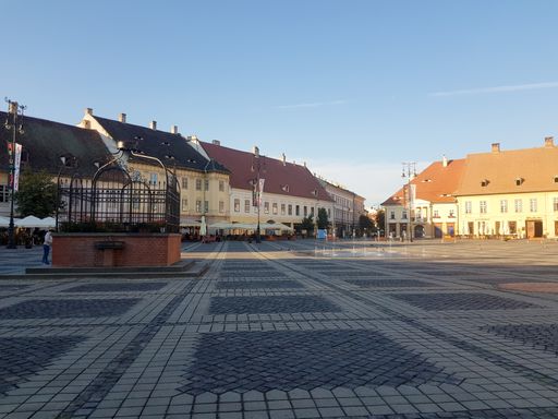 Main square with houses during a sunny day