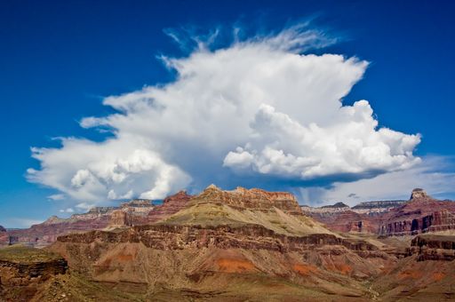 A rocky canyon under the breathtaking cloudy sky in Grand canyon national park, colorado river