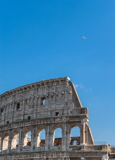 The famous Roman Coliseum on a sunny day in Rome, Italy