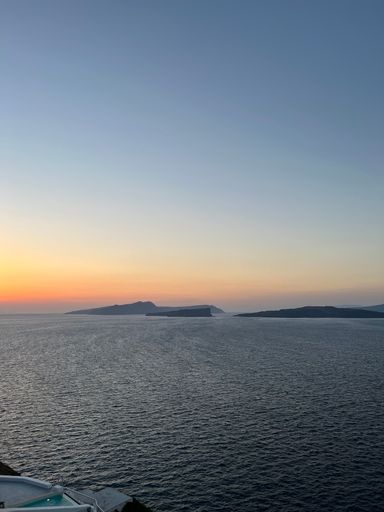 View of the islands from the bay of Santorini, Greece