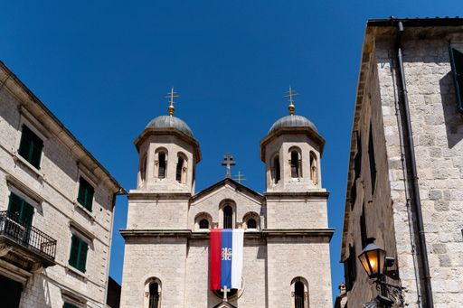 A mesmerizing shot of St Nicholas orthodox church in the old town of Kotor in Montenegro
