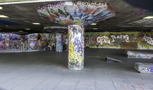 The skateboard park under the South Bank Centre, London