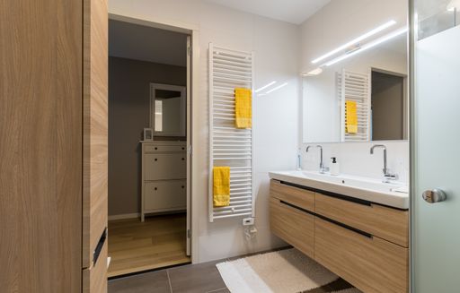 Modern bathroom interior in our new apartment in the project Finest of Ockenburgh