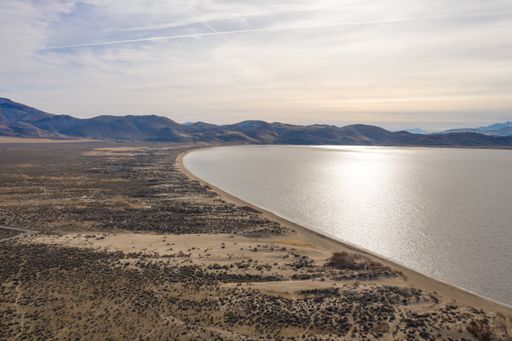 Washoe Lake stretches out over the landscape between the cities of Reno and Carson City.