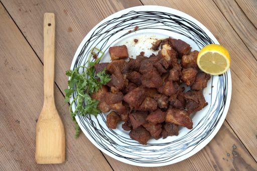 A top view shot of delicious greek traditional food Tigania for Christmas celebration