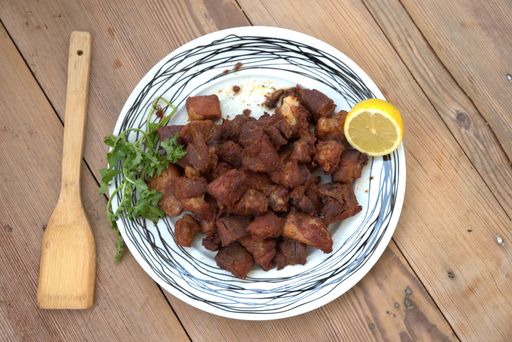 A top view shot of delicious greek traditional food Tigania for Christmas celebration