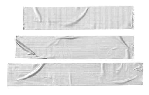 Set of blank Silver grey repair duct tape isolated on white background. Template Mock up
