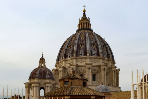 The Saint Peter's Basilica Dome in Vatican City, Italy