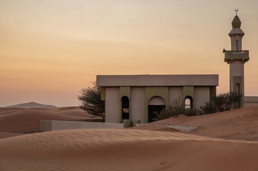 A historical building in the Al Madam Derelict Ghost Town in the desert, United Arab Emirates