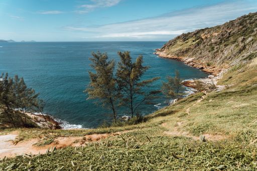A landscape of the Gabriel's Creek surrounded by the sea under the sunlight in Brazi