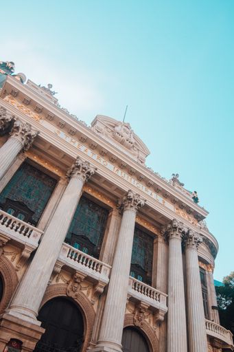 A vertical shot of the historic theater in Rio de Janeiro