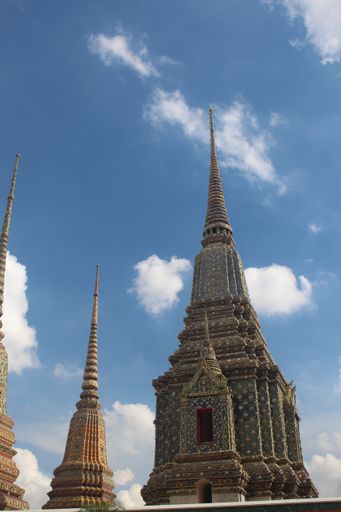 A vertical shot of Pagoda in Wat Pho In Bangkok, the temple of the Reclining Buddha